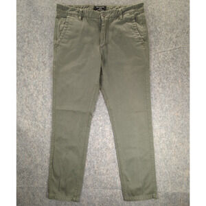 Argus Matchstick Chino Pants Mens 34x30 Green Mid-Rise Flat Front Casual